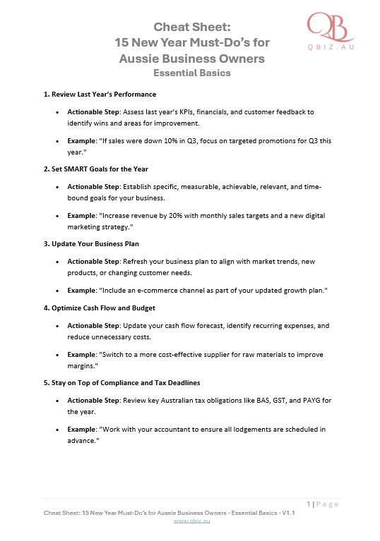 Cheat Sheet: 15 New Year Must-Do’s for Aussie Business Owners
