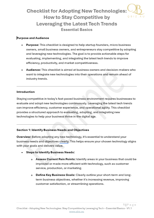 Checklist for Adopting New Technologies: How to Stay Competitive by Leveraging the Latest Tech Trends