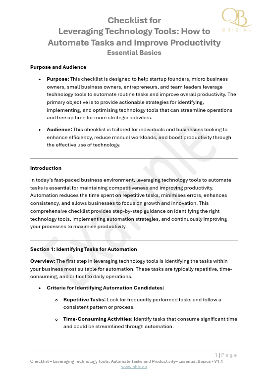Checklist for Leveraging Technology Tools: How to Automate Tasks and Improve Productivity