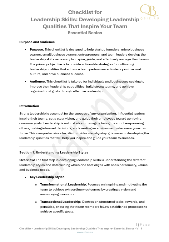 Checklist for Leadership Skills: Developing Leadership Qualities That Inspire Your Team