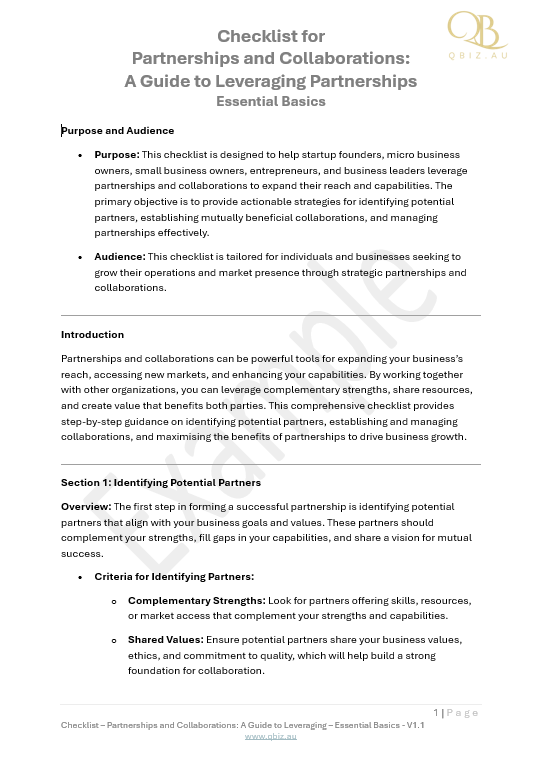 Checklist for Partnerships & Collaboration: Leveraging Partnerships to Expand Your Reach and Capabilities