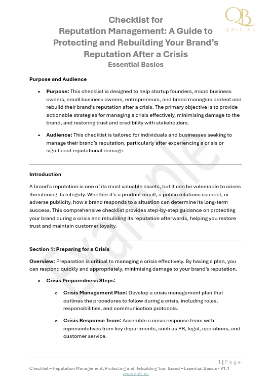 Checklist for Reputation Management: Protecting and Rebuilding Your Brand's Reputation After a Crisis