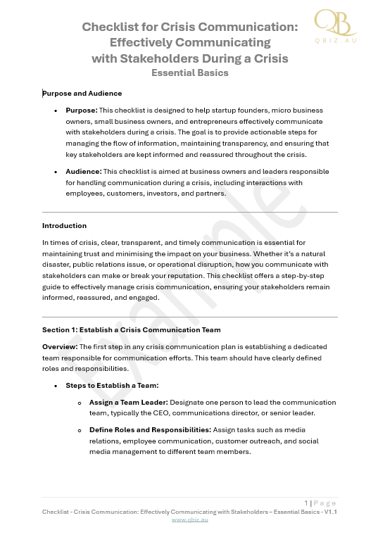 Checklist for Crisis Communication: Effectively Communicating with Stakeholders During a Crisis