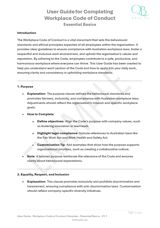 Workplace Code of Conduct: Foster ethical standards, mutual respect, and accountability in the workplace for every employee.