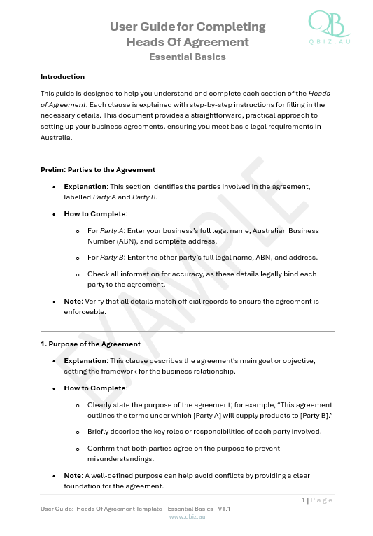 Heads of Agreement: Preliminary Binding Framework for Business Collaboration