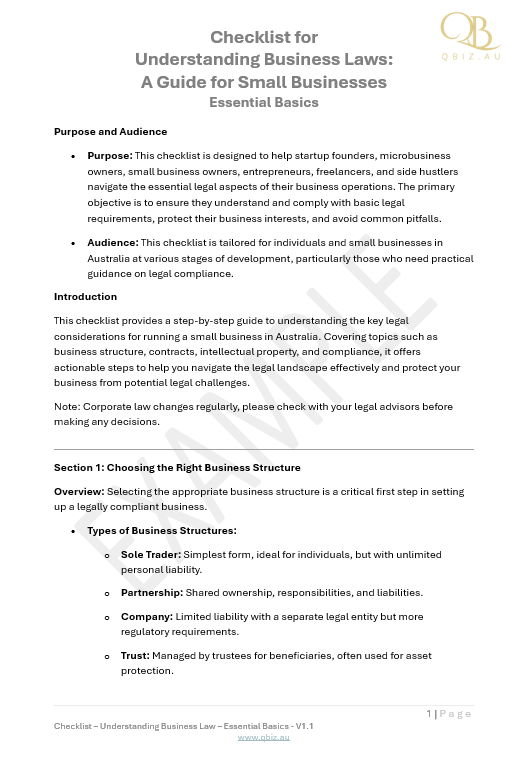 Checklist for Understanding Business Law: Key Legal Considerations for Small Businesses