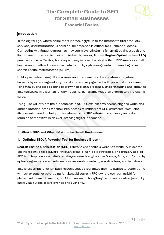 White Paper: The Complete Guide to SEO for Small Businesses