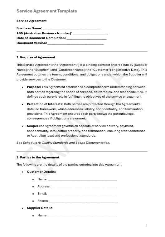 Service Agreement: A Framework for Defining Service Delivery and Legal Obligations
