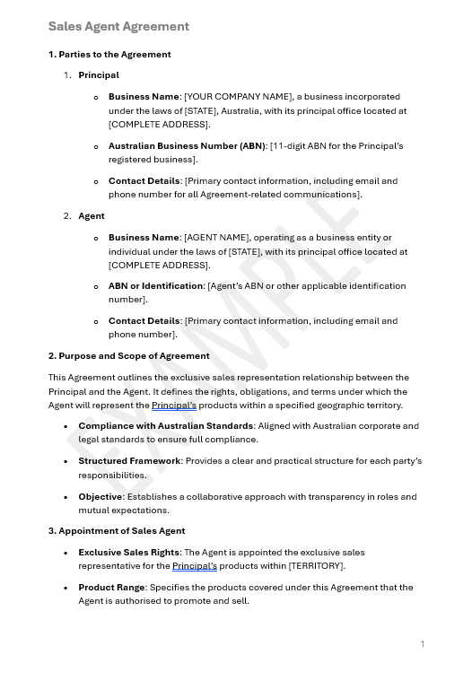 Sales Agent Agreement: Comprehensive Template for Defining Agent Responsibilities and Sales Terms