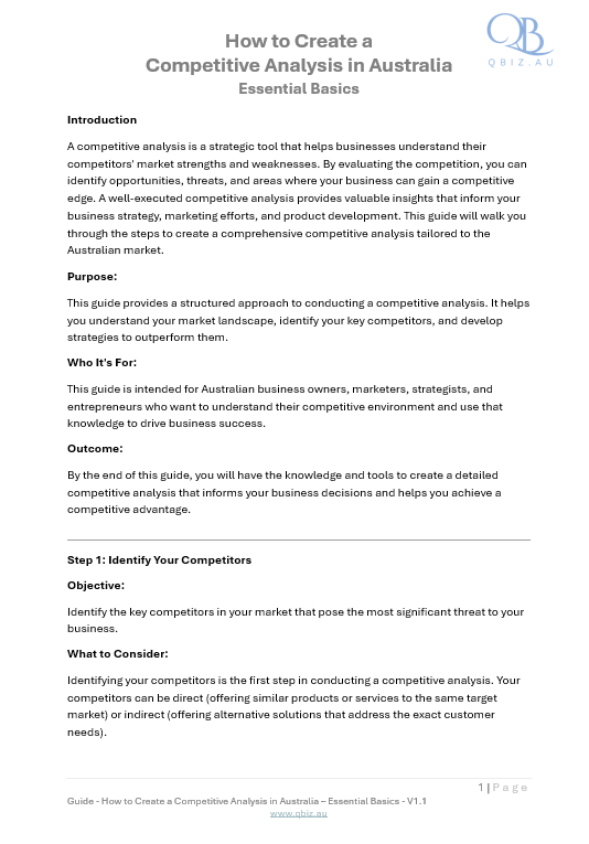 How to Create a Competitive Analysis in Australia