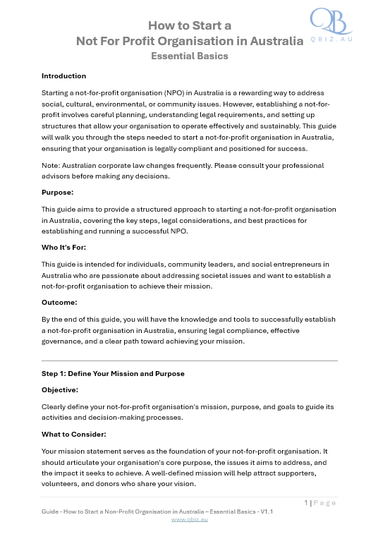 How to Start a Not For Profit Organisation in Australia