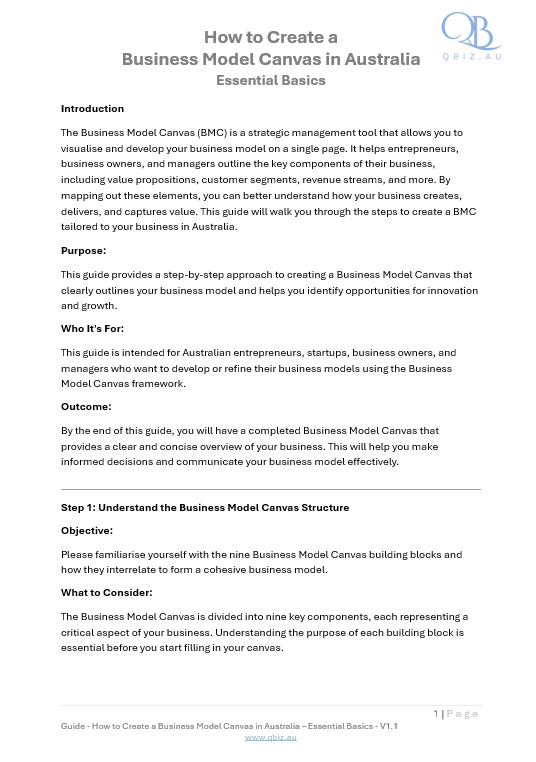 How to Create a Business Model Canvas in Australia