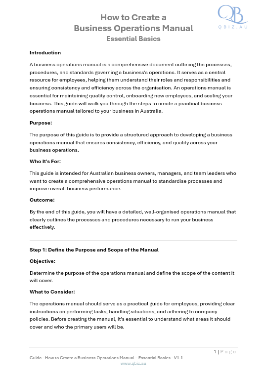 How to Create a Business Operations Manual in Australia