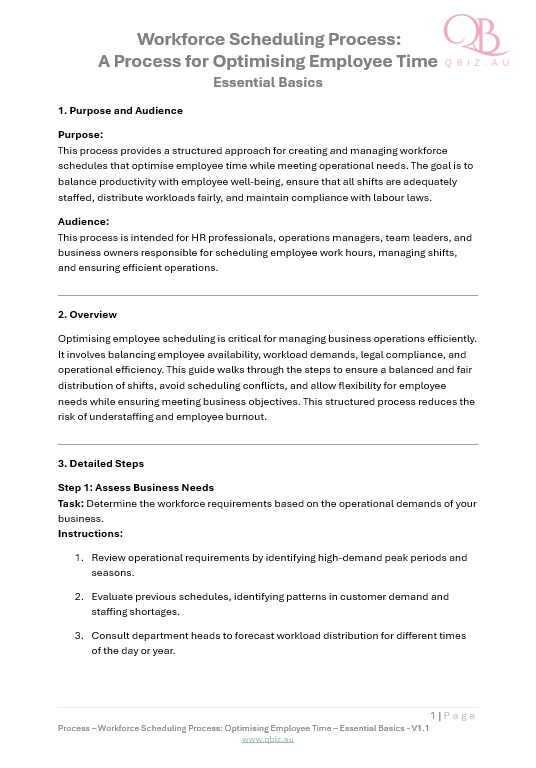 Workforce Scheduling Process: A Process for Optimising Employee Time