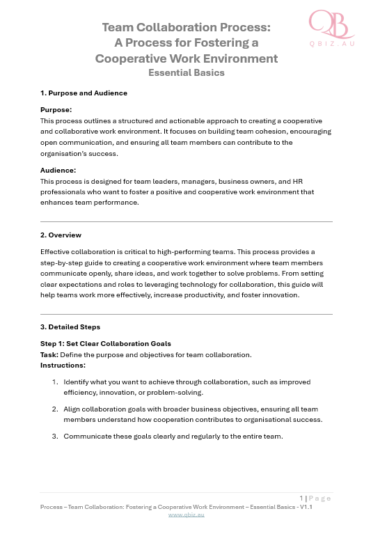 Team Collaboration Process: A Process for Fostering a Cooperative Work Environment