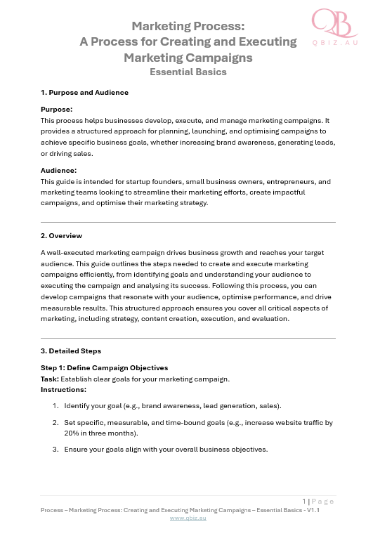 Marketing Process: A Process for Creating and Executing Marketing Campaigns