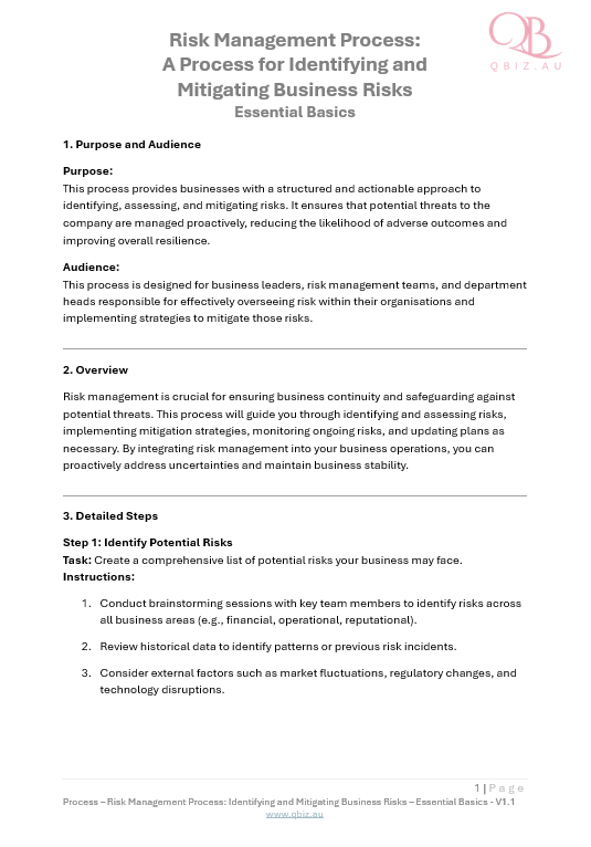 Risk Management Process: A Process for Identifying and Mitigating Business Risks