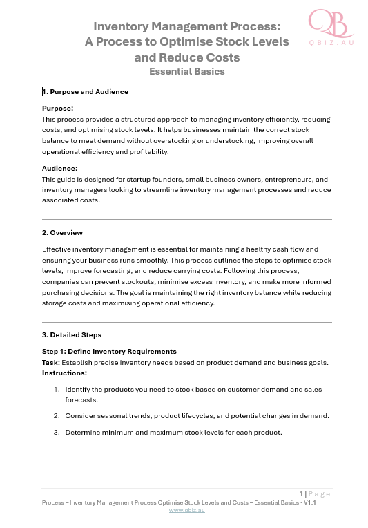 Inventory Management Process: A Process to Optimise Stock Levels and Reduce Costs