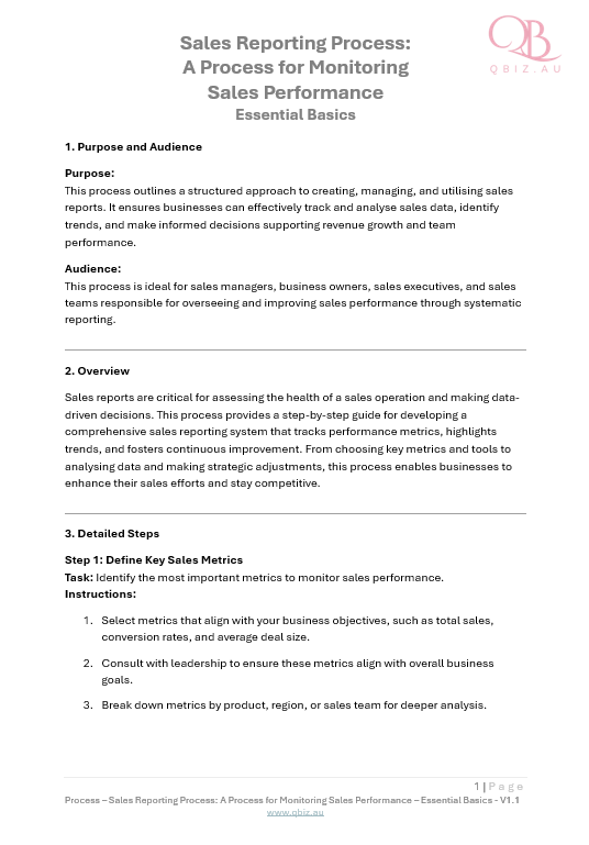 Sales Reporting Process: A Process for Monitoring Sales Performance