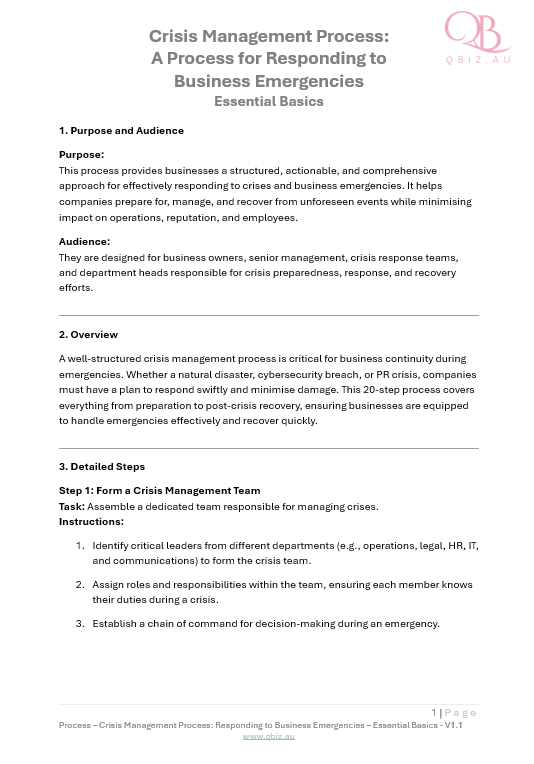 Crisis Management Process: A Process for Responding to Business Emergencies