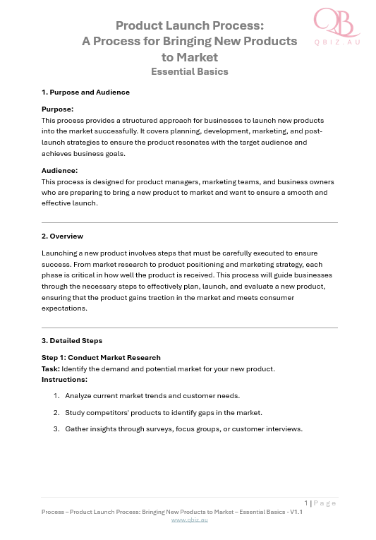 Product Launch Process: A Process for Bringing New Products to Market