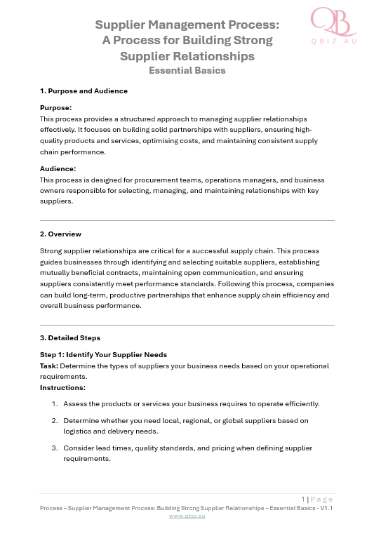 Supplier Management Process: A Process for Building Strong Supplier Relationships