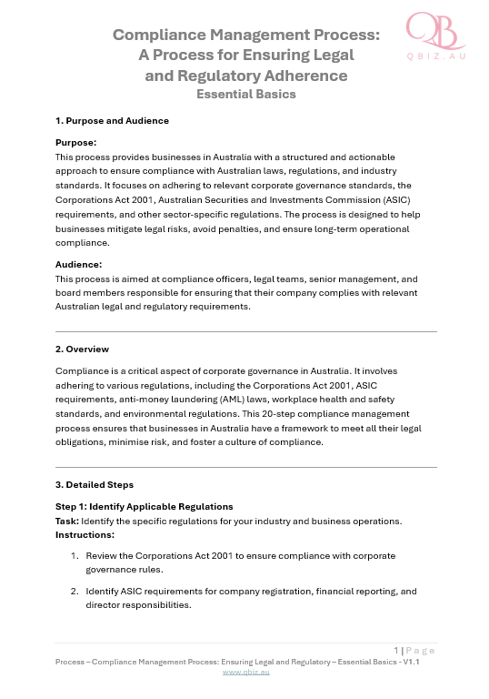 Compliance Management Process: A Process for Ensuring Legal and Regulatory Adherence