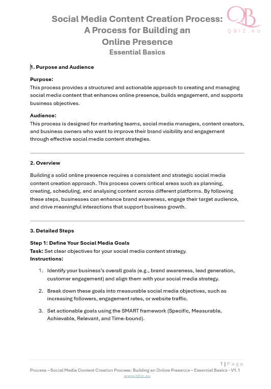 Social Media Content Creation Process: A Process for Building an Online Presence