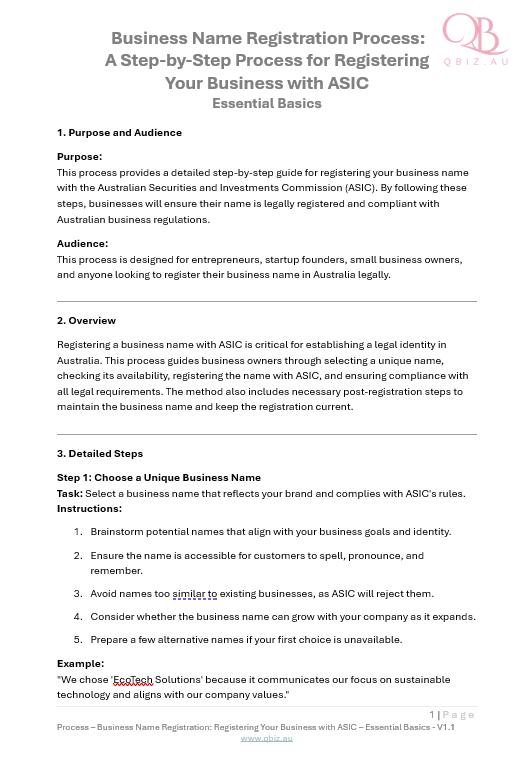 Business Name Registration Process: A Step-by-Step Process for Registering Your Business with ASIC