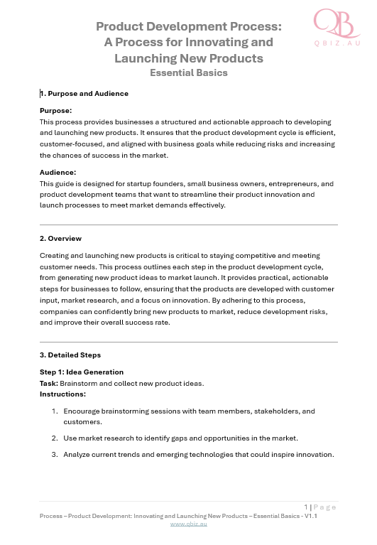 Product Development Process: A Process for Innovating and Launching New Products