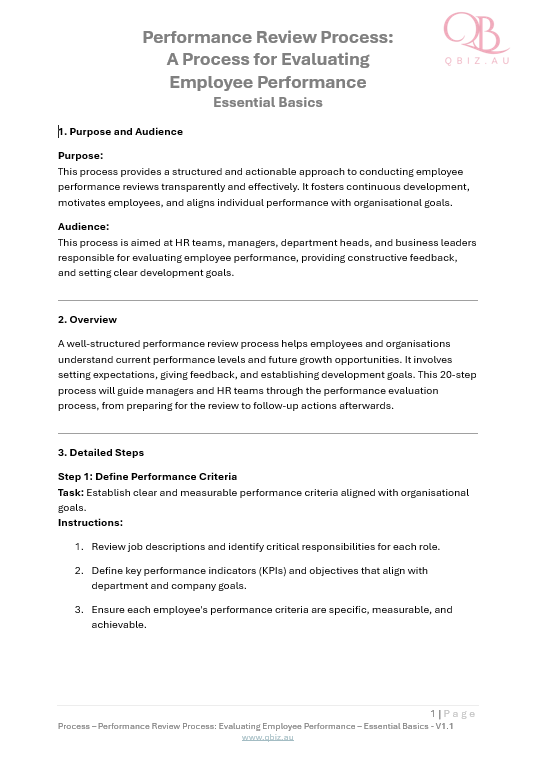 Performance Review Process: A Process for Evaluating Employee Performance