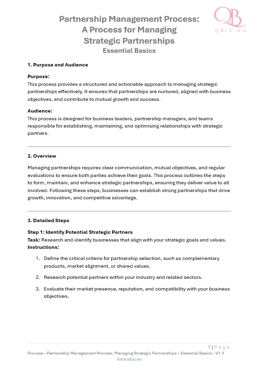 Partnership Management Process: A Process for Managing Strategic Partnerships