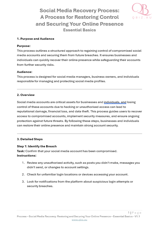 Social Media Recovery Process: A Process for Restoring Control and Securing Your Online Presence