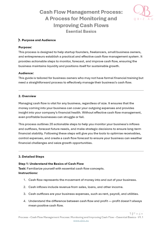 Cash Flow Management Process: A Process for Monitoring and Improving Cash Flow