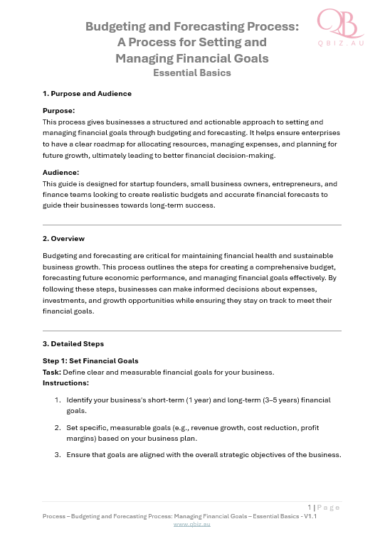 Budgeting and Forecasting Process: A Process for Setting and Managing Financial Goals