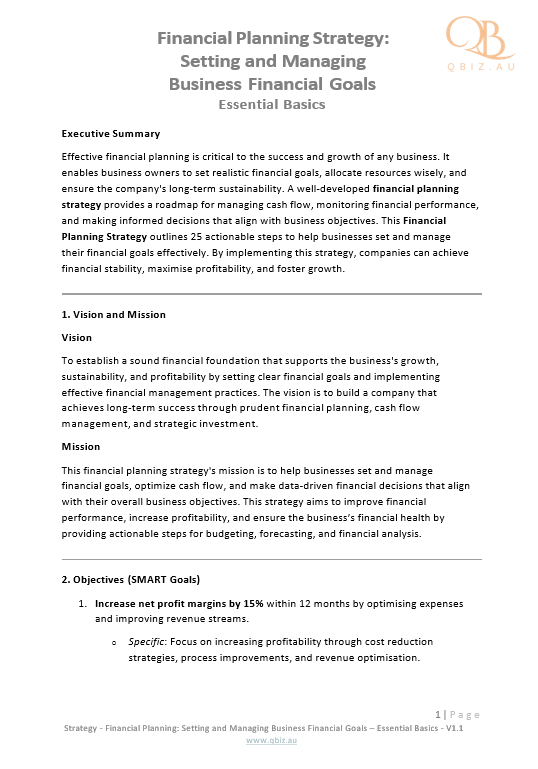 Financial Planning Strategy: Setting and Managing Business Financial Goals