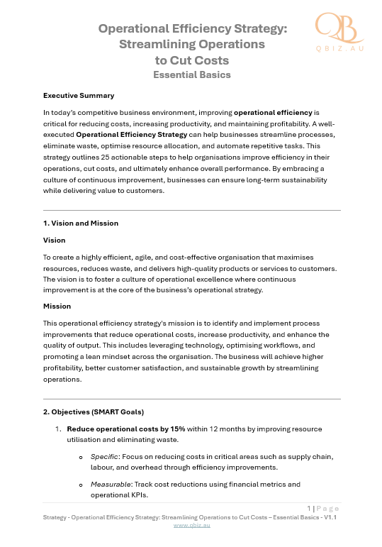 Operational Efficiency Strategy: Streamlining Operations to Cut Costs