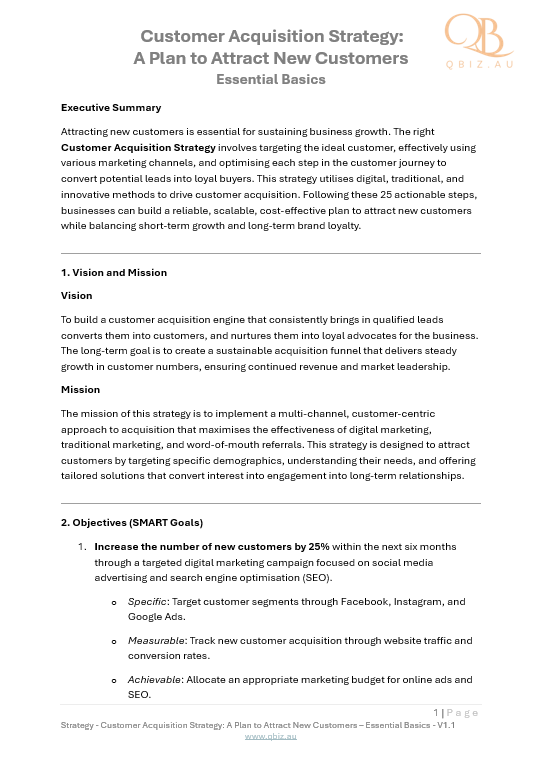 Customer Acquisition Strategy: A Plan to Attract New Customers