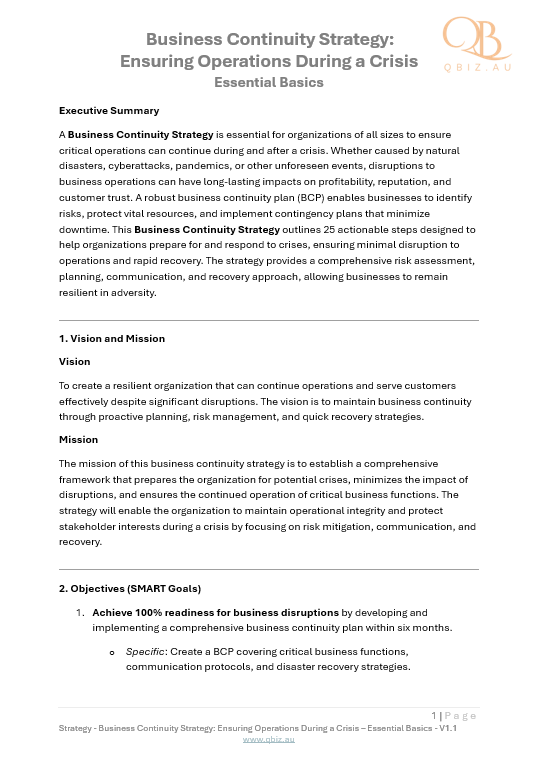 Business Continuity Strategy: Ensuring Operations During a Crisis