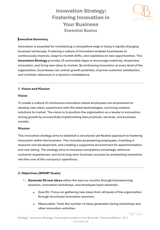 Innovation Strategy: Fostering Innovation in Your Business