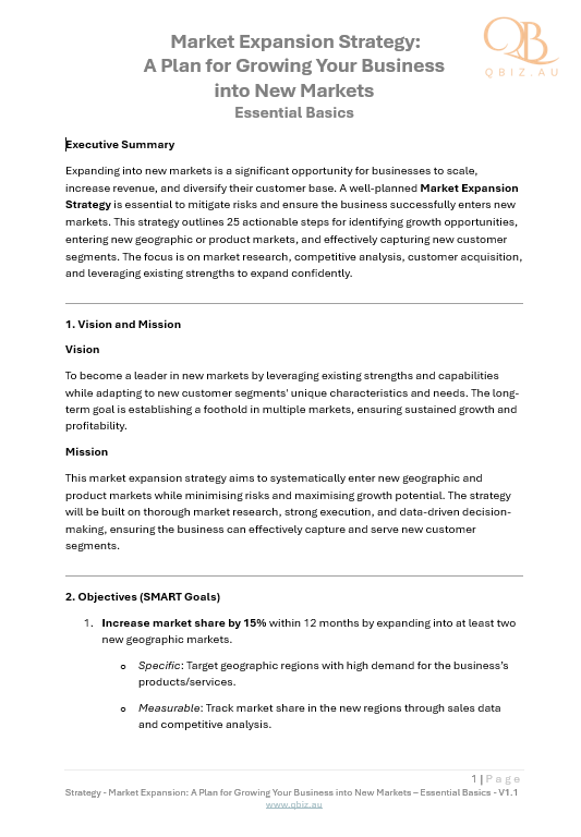Market Expansion Strategy: A Plan for Growing Your Business into New Markets