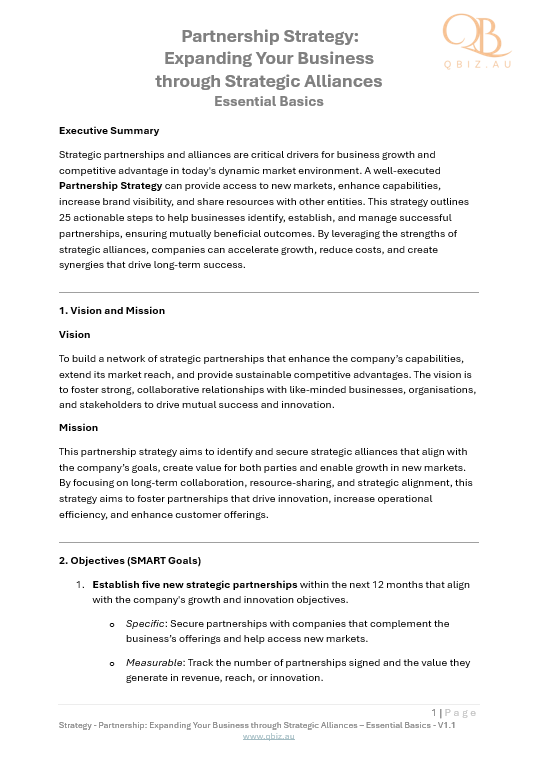 Partnership Strategy: Expanding Your Business through Strategic Alliances