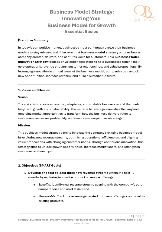 Business Model Strategy: Innovating Your Business Model for Growth