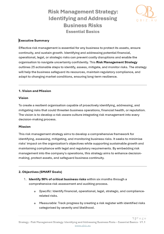 Risk Management Strategy: Identifying and Addressing Business Risks