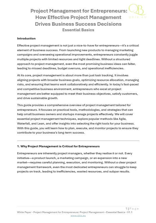 White Paper: The Essential Guide to Project Management for Entrepreneurs