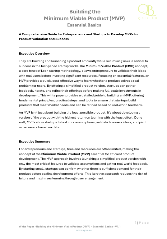 White Paper: Building the Minimum Viable Product (MVP)