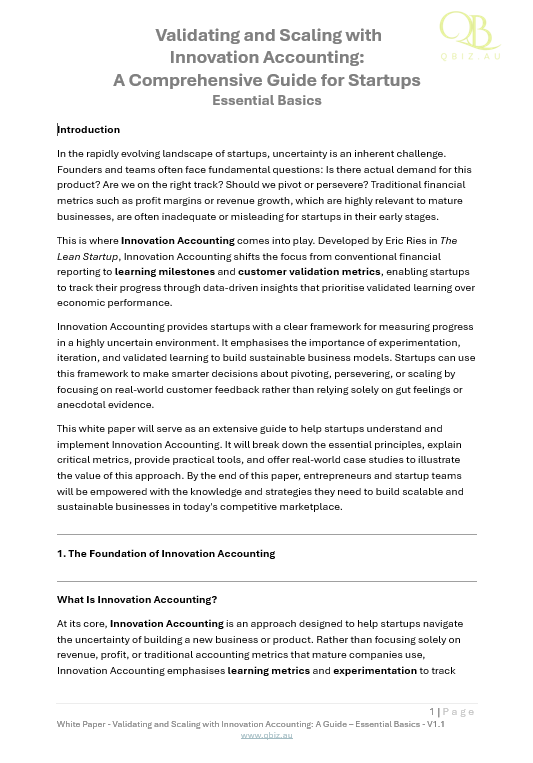 White Paper: Validating and Scaling with Innovation Accounting