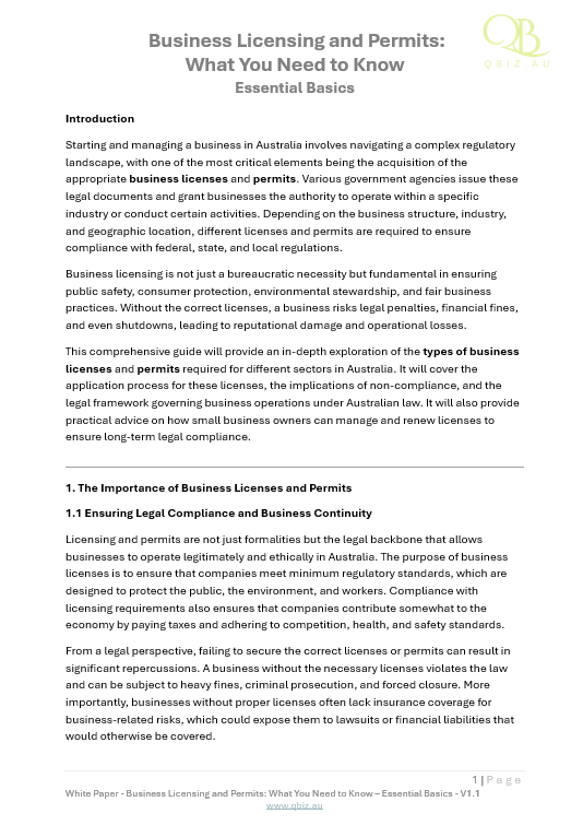 White Paper: Business Licensing and Permits: What You Need to Know