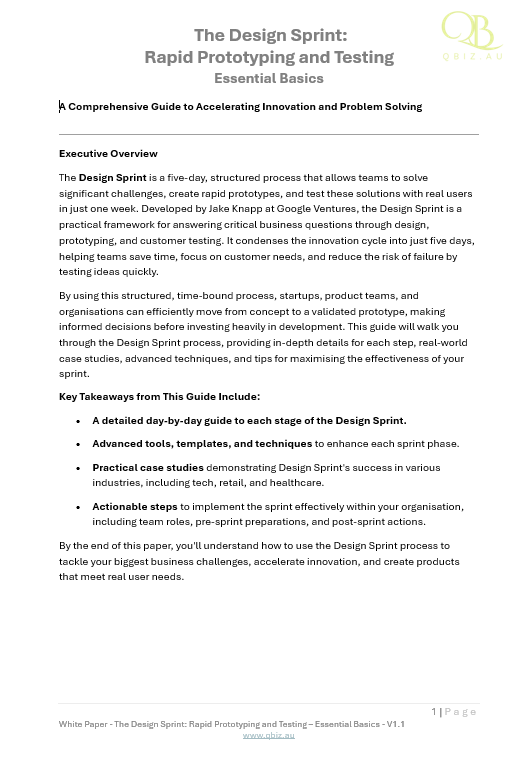 White Paper: The Design Sprint: Rapid Prototyping and Testing