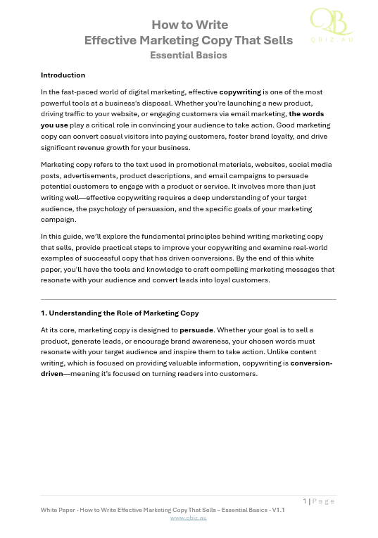 White Paper: How to Write Effective Marketing Copy That Sells